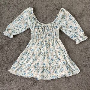 Altar’d State White Blue Floral Peasant Mini Dress